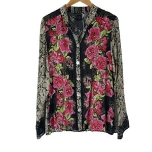 Francesca rose snake skin chiffon button down